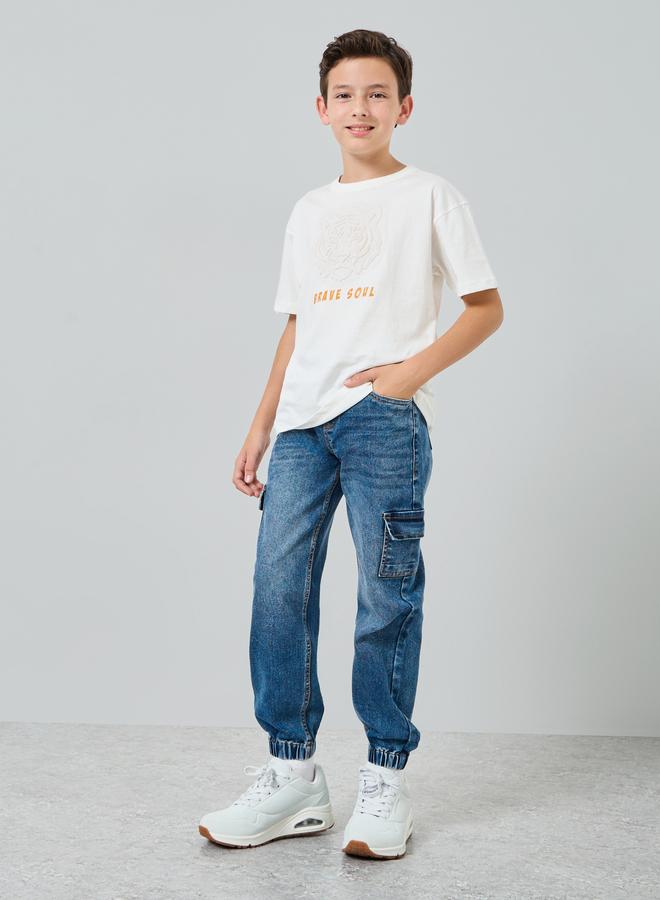 ستايلي بنطال جوغر جينز أزرق داكن قطني - Image 1